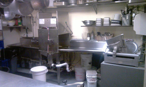kitchen dish washing area greek restaurant